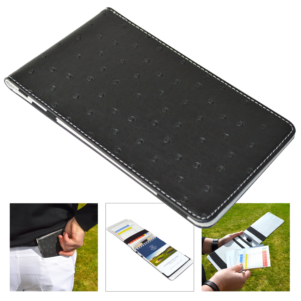 Porte-cartes de score SIMSPACE aspect cuir d'autruche