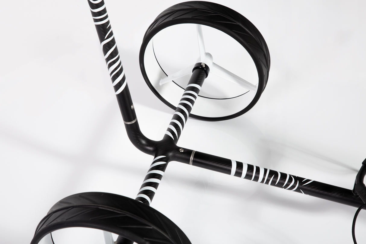 JuCad Golf Trolley Carbon Zebra 3-wheels - matt lacquered in 3-component design