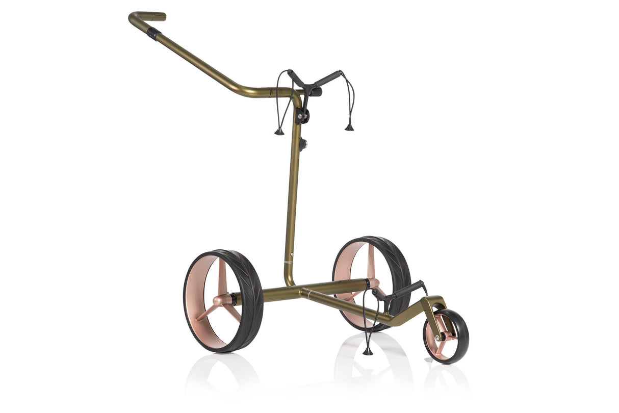JuCad Electric Golf Trolley Carbon Travel Verde Rosé 2.0 - Avant-gardiste dans un look naturel opulent