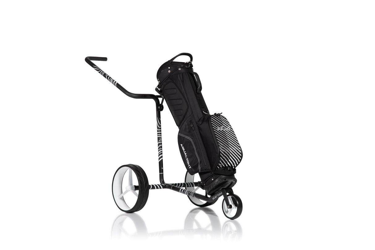 JuCad Golf Trolley Carbon Zebra 3-wheels - matt lacquered in 3-component design