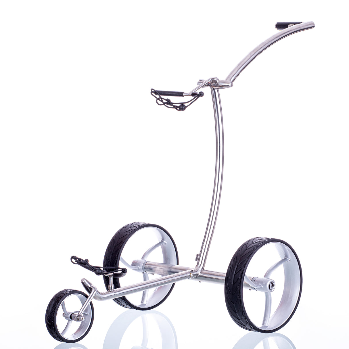 Chariot électrique déambulateur Trendgolf modèle 2025 en acier inoxydable poli